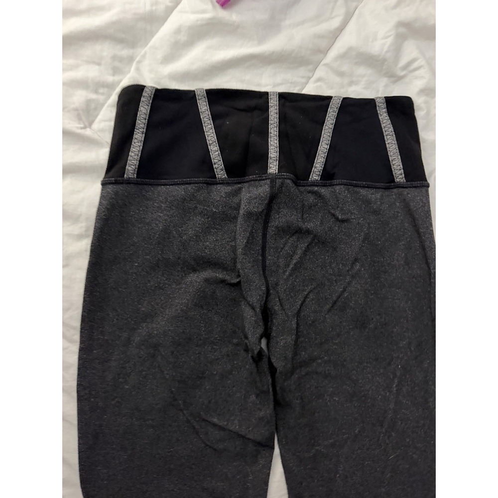 Lululemon Tadasana Slit Crop Leggings Yoga Women's Size 4 Luon Heathered Black - Picture 5 of 9